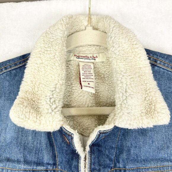 Abercrombie Fitch Vintage Y2k Sherpa Denim Jacket Size Small 90s Trucker Western - Picture 6 of 8